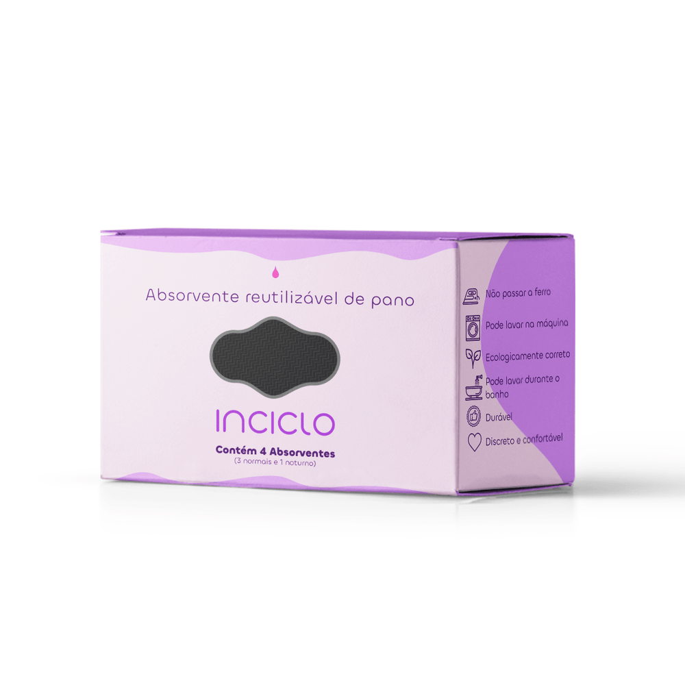 Kit 4 Absorventes Reutilizáveis+ Necessaire - Loja Inciclo